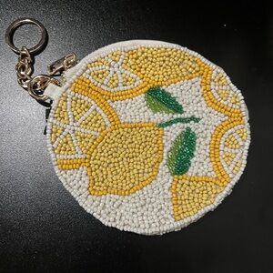 Beaded round coin purse  - Yellow, Green, and White